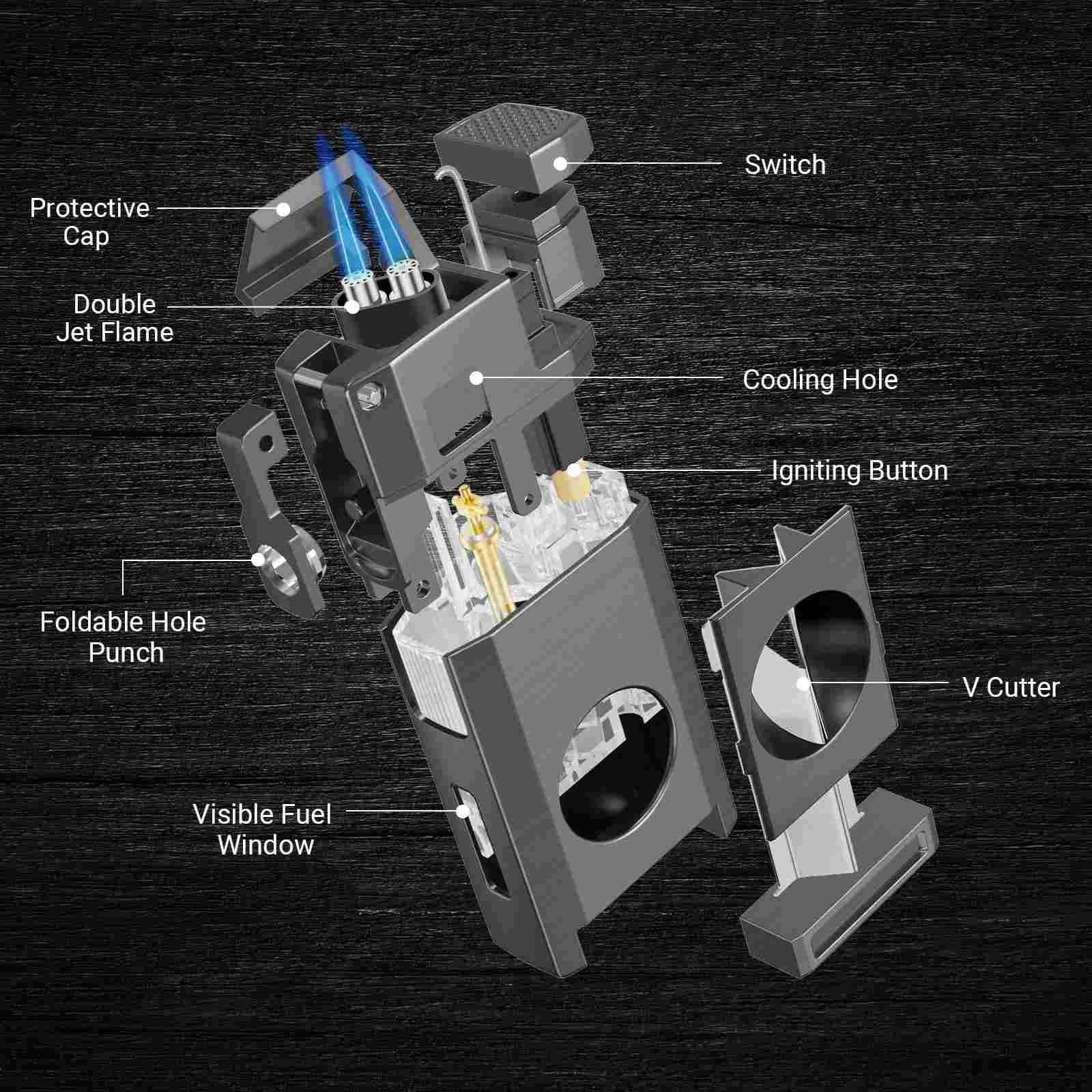 3-in-1 Lighter — Double Flame