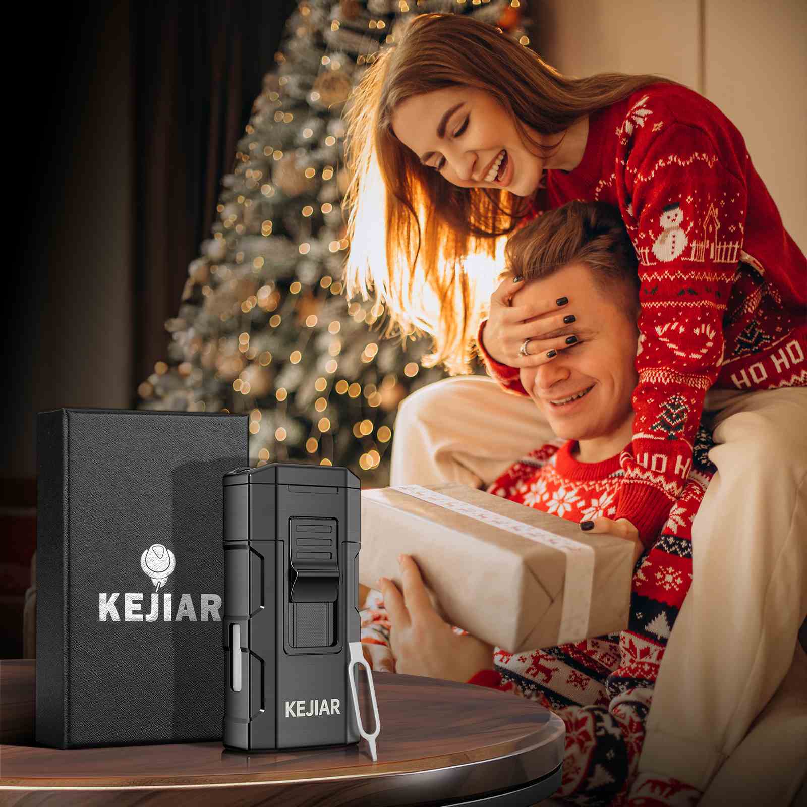 4-in-1 Lighter — Dual Flame + Punch + Stand