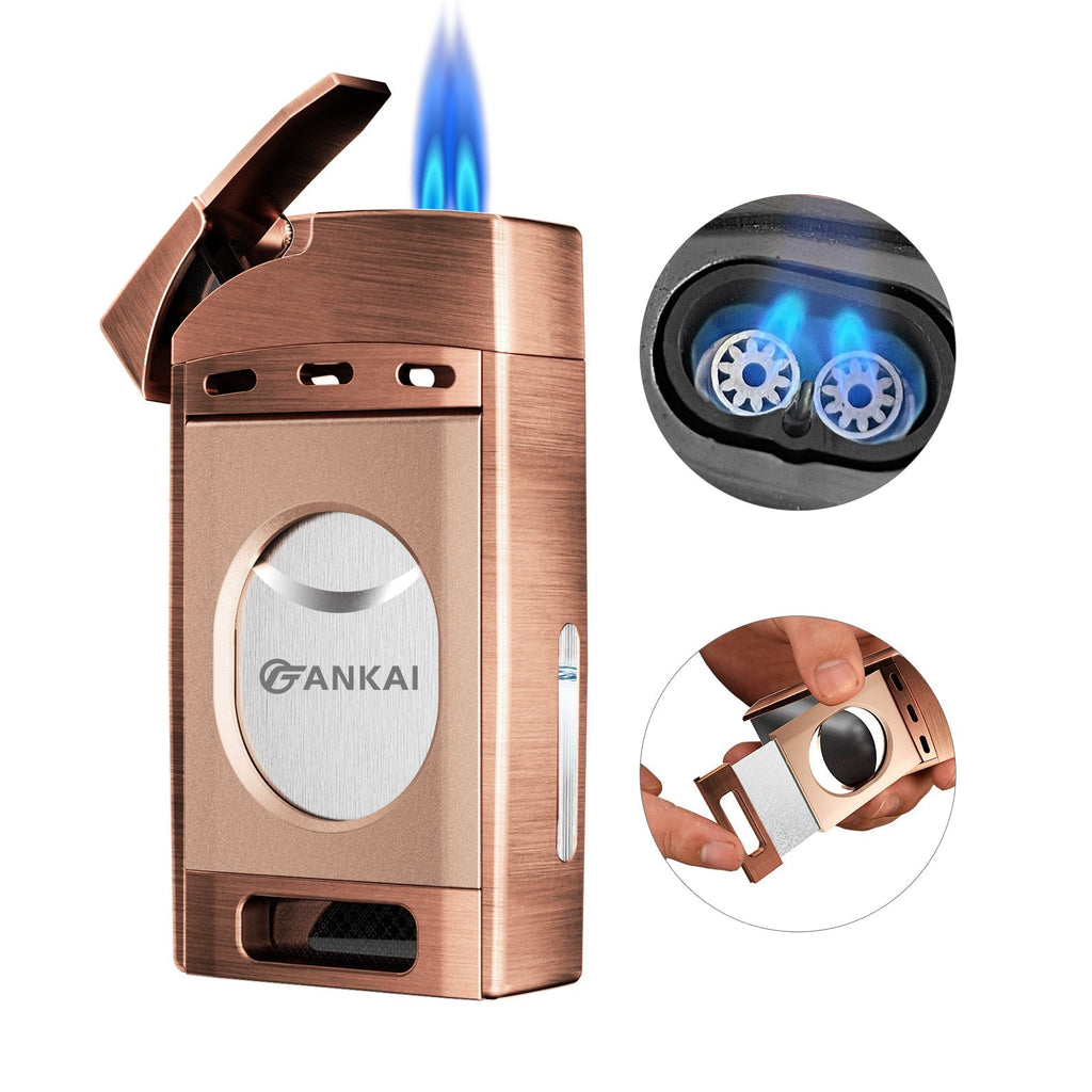 2-in-1 Lighter — Double Flame + Cutter