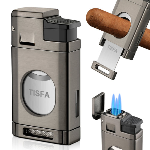 2-in-1 Lighter — Triple Flame + Cutter