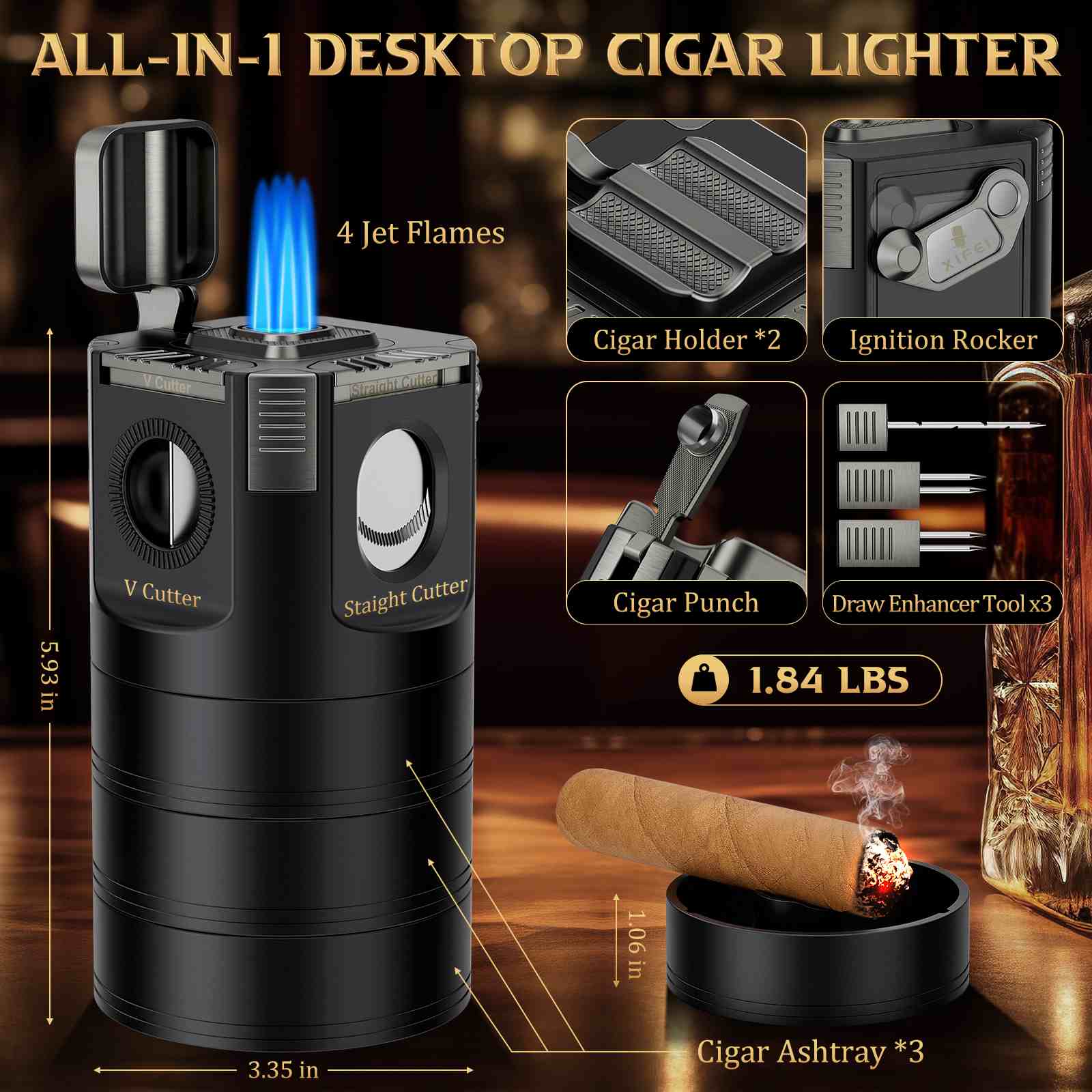 Desktop 8-in-1 Lighter — Quad Flame