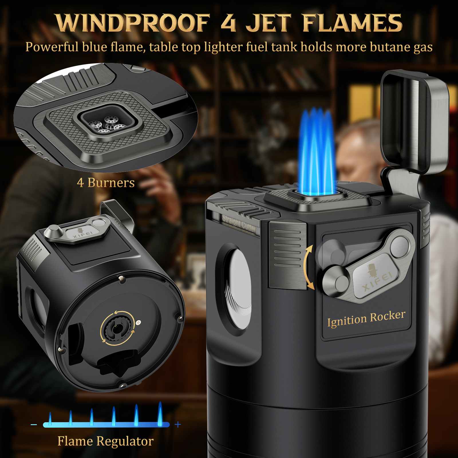 Desktop 8-in-1 Lighter — Quad Flame